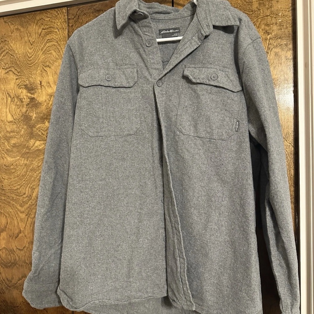 Eddie Bauer Gray Lightweight Shirt Jacket Relaxed Fit